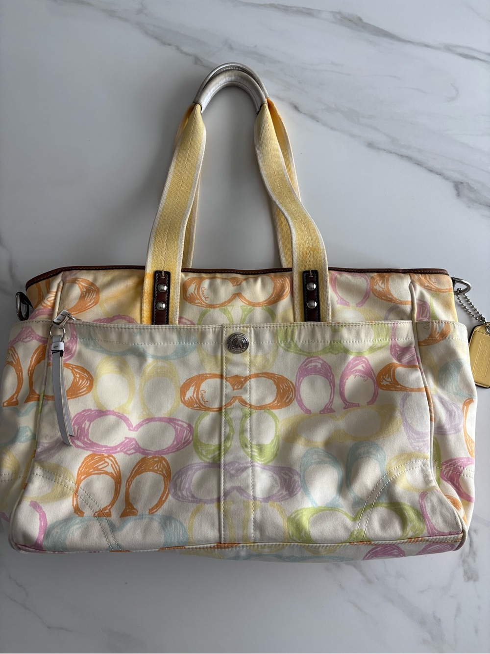 Coach Y2K Hampton Multicolor Signature Canvas Tote Bag